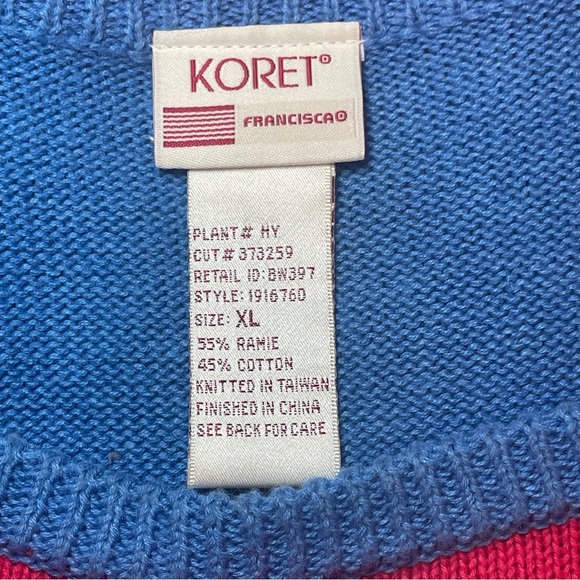 Koret Francisca Vintage Colorful Short Sleeve Embroidered Coastal Sweater XL - Picture 6 of 10